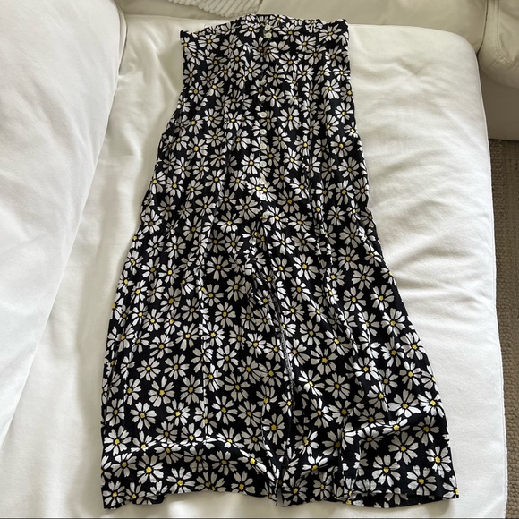 Vintage Floral Front Slit Midi Skirt